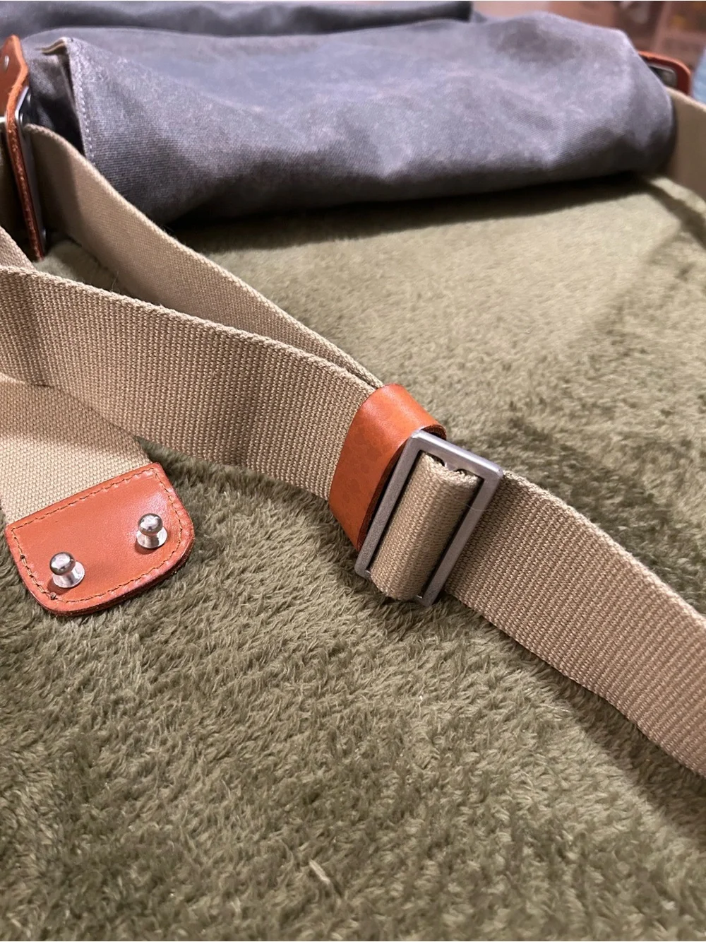 Brooks England Paddington Shoulder Messenger Bag- Gray Waxed Canvas Leather